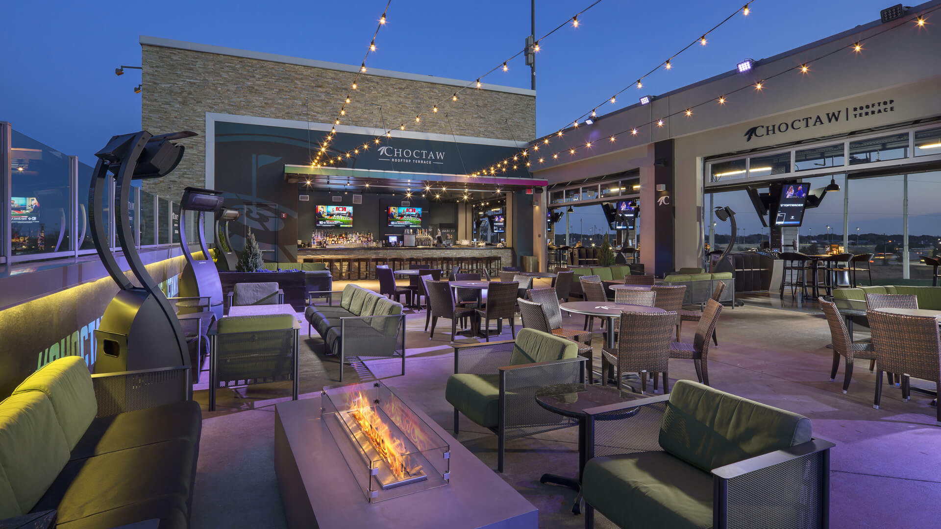 Rooftop terrace with fire pits